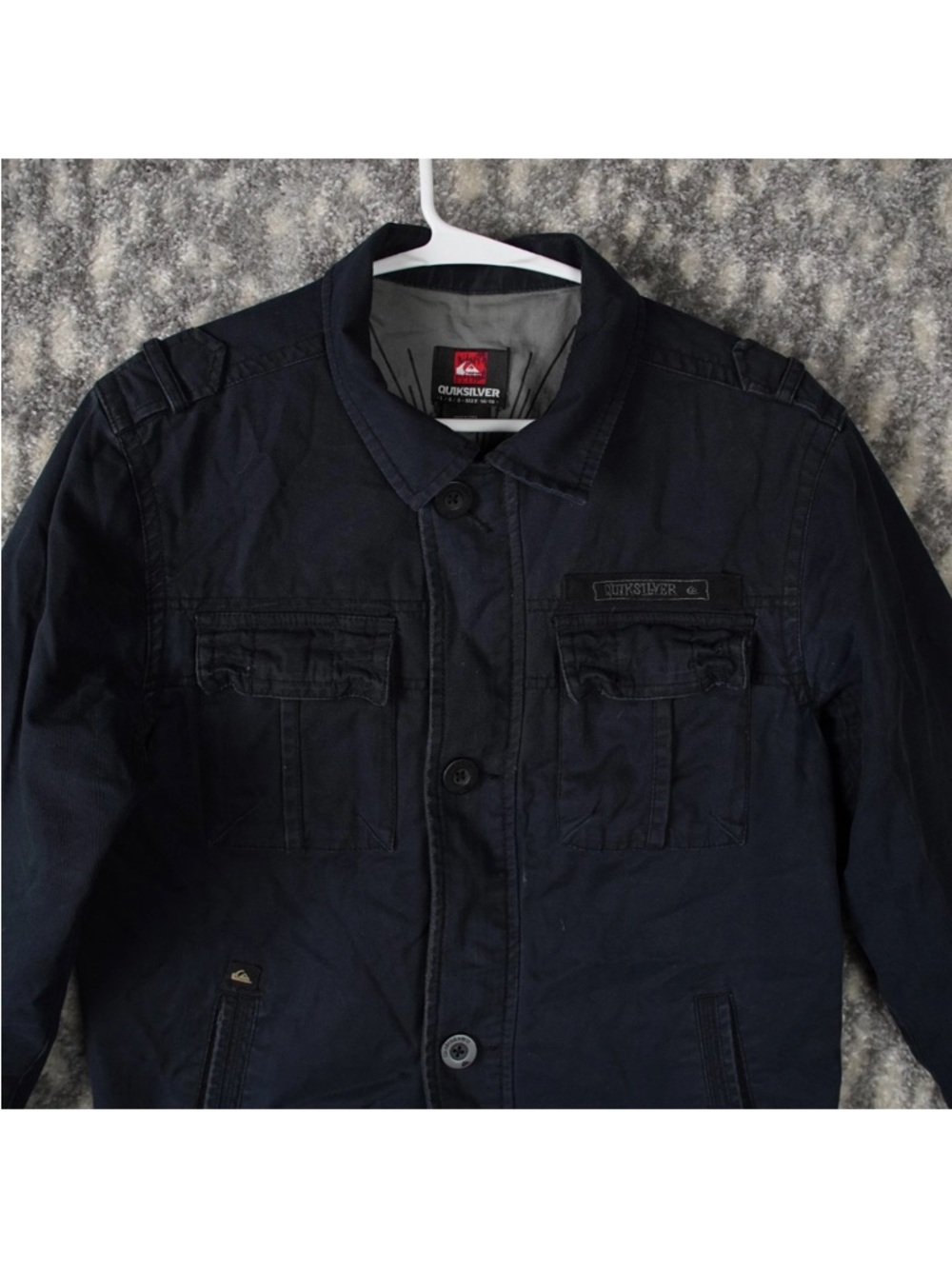 Quiksilver Cotton Utility Shacket Kids Large 16-18 Blue Jacket Washed Button - Picture 4 of 13